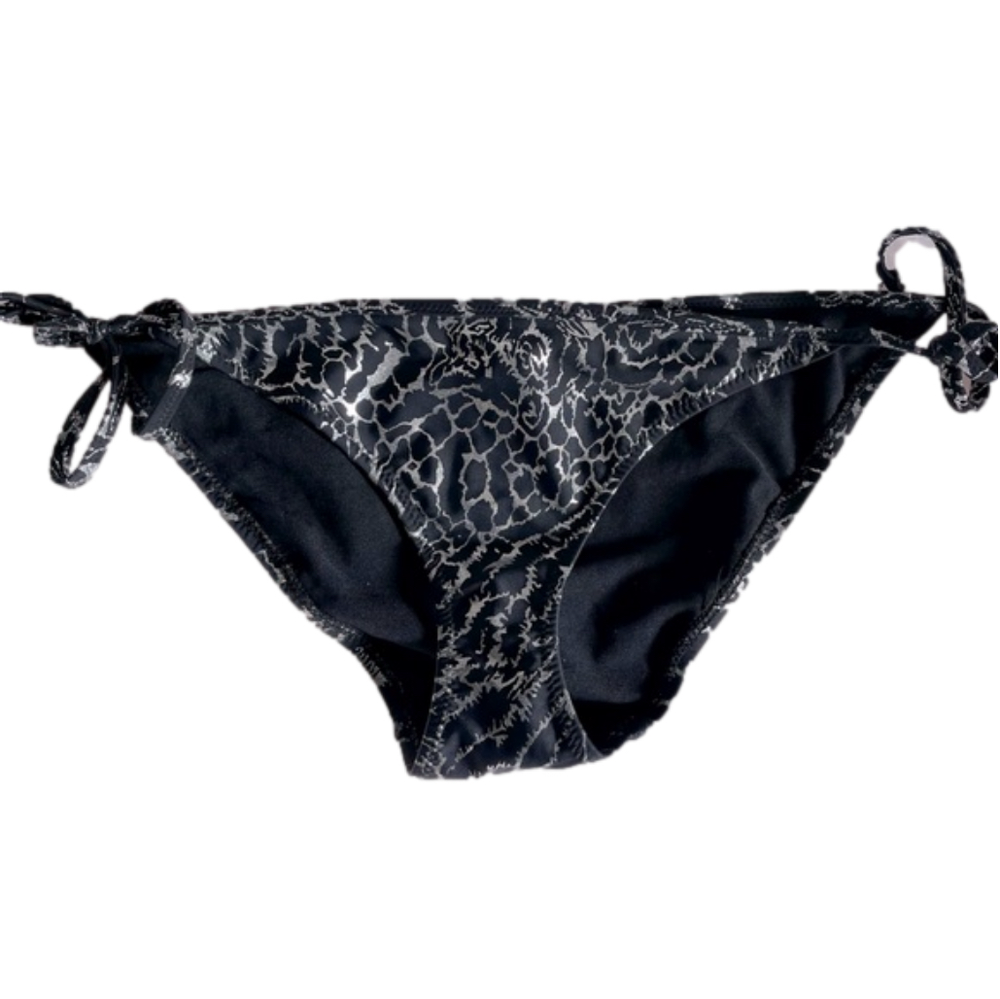 Wet Seal Bikini Bottom black with silver metallic floral print size medium